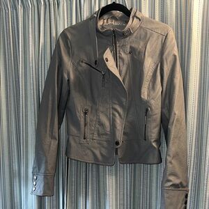 Paper Denim & Cloth light Gray faux leather moto jacket